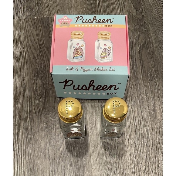 Pusheen Cat And Stormy Salt Pepper Shaker‎ Set Box Exclusive Pizza Burger NEW - Picture 4 of 4
